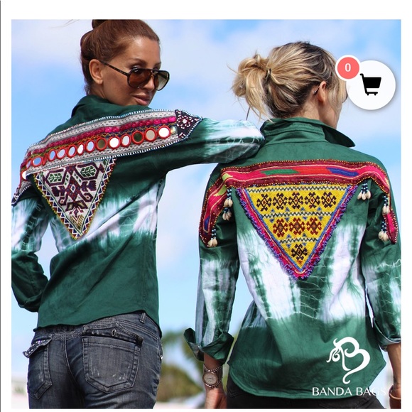 Banda Bags Hand Beaded Tie Dyed Shirt/Jacket - Picture 3 of 15